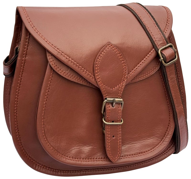Rustic Town Leather Shoulder Bag for Women - Leather Vintage Crossbody Saddle Bag Purse - Boho Sling Bag Travel Satchel for Ladies - Image 1