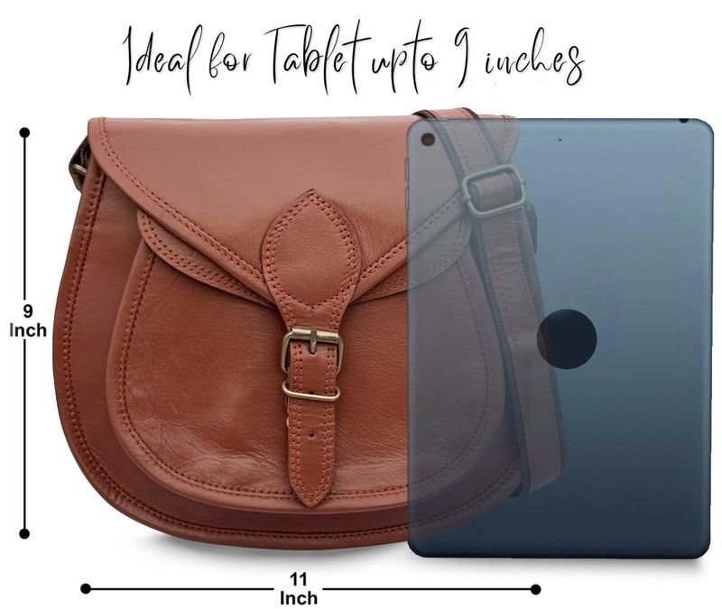 Rustic Town Leather Shoulder Bag for Women - Leather Vintage Crossbody Saddle Bag Purse - Boho Sling Bag Travel Satchel for Ladies - Image 3
