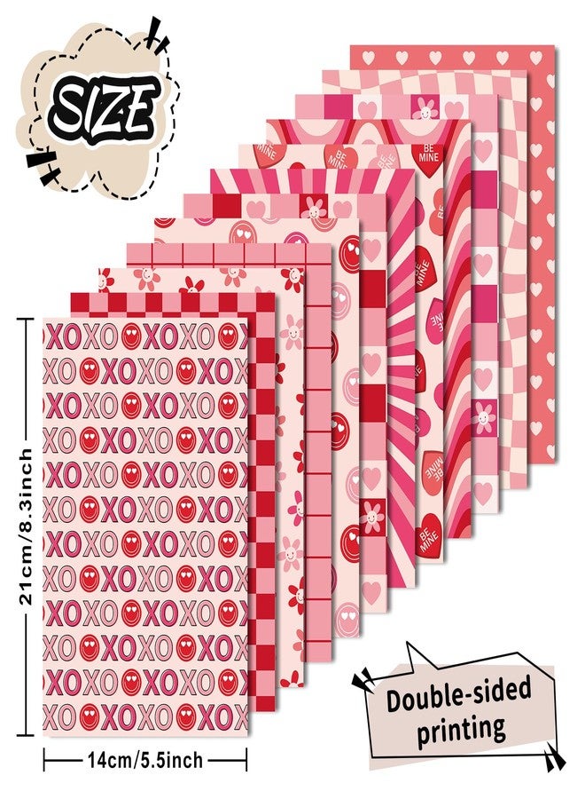 وولاين ورق Whaline ذو 60 ورقة بنمط عيد الحب الرائع، ورق قصاصات وردي وأحمر بنمط قلوب، ورق حرفي مزخرف بنمط ريترو، مناسب لصنع البطاقات وألبومات الصور وتزيين المذكرات، مقاس 5.5 × 8.3 بوصة - Image 2