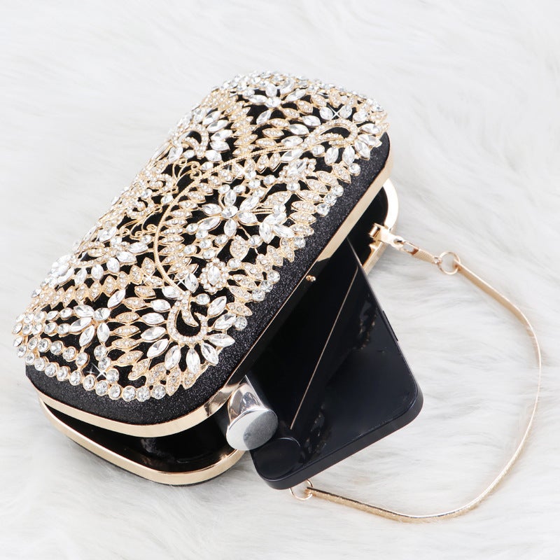 Popular Heavy Industry Alloy Flower Diamond Rhinestone Metal Hollow Banquet Dress Party Chain Evening Bag - Image 5