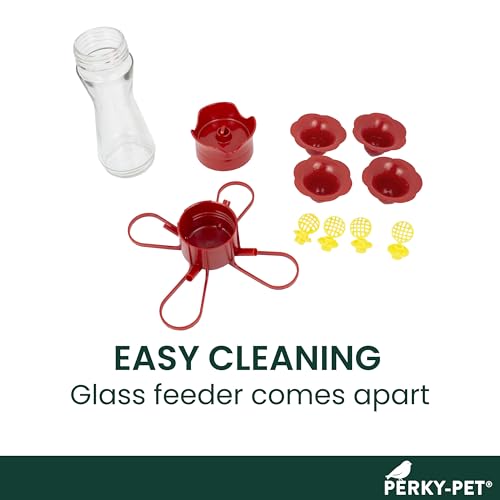 Perky-Pet 203CPBN-2 Glass Hummingbird Feeders for Outdoors with Perches, Ant Moat, Bee Guards - Pack of 2 - Image 3