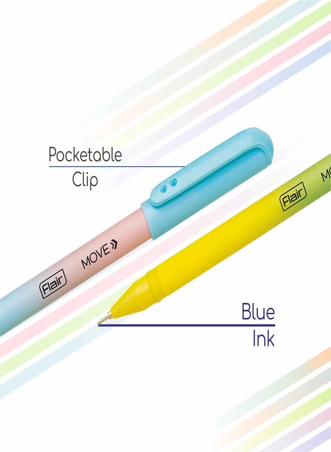 FLAIR Move Ball Pen Stand - Pack of 50 | Fine Tip Blue Ink Pens | Minimalistic Pastel Body Colors, Matte Finish | Smooth & Effortless Writing with Sleek Clip Design - Image 4
