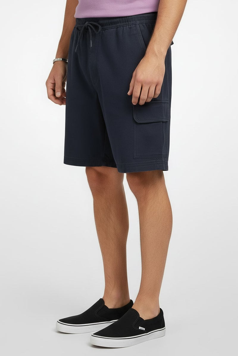 Threadbare Men Plain Cargo Shorts, Navy Blue - Image 3