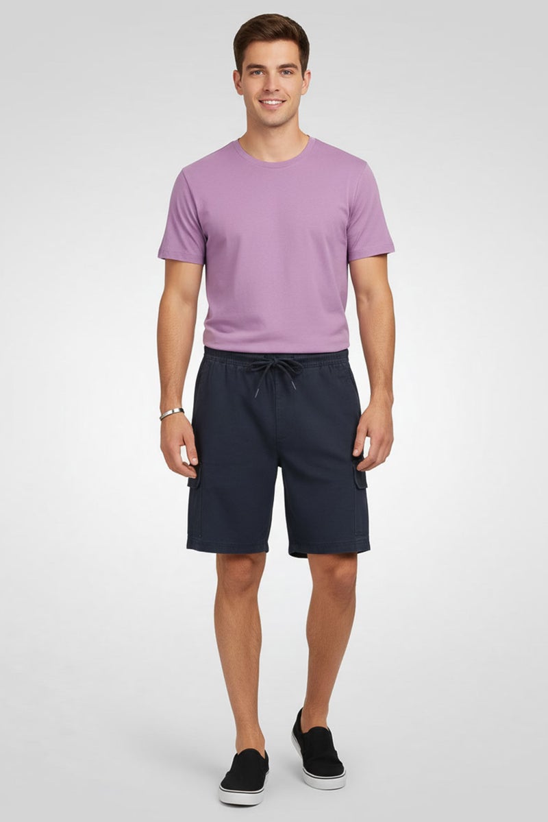 Threadbare Men Plain Cargo Shorts, Navy Blue - Image 2