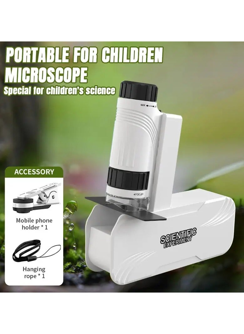 Generic Children's pocket microscope, handheld microscope, portable microscope, LED illuminated pocket microscope, children's learning, scientific experiments and exploration of the world (white)  - Image 4