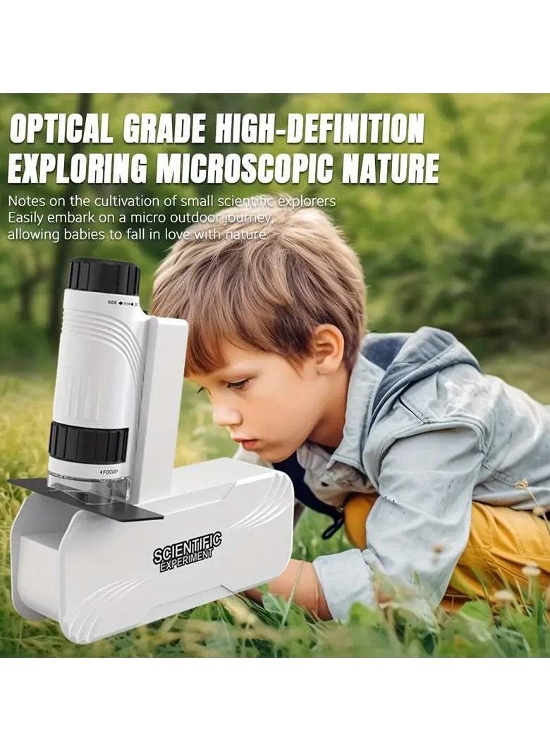 Generic Children's pocket microscope, handheld microscope, portable microscope, LED illuminated pocket microscope, children's learning, scientific experiments and exploration of the world (white)  - Image 1