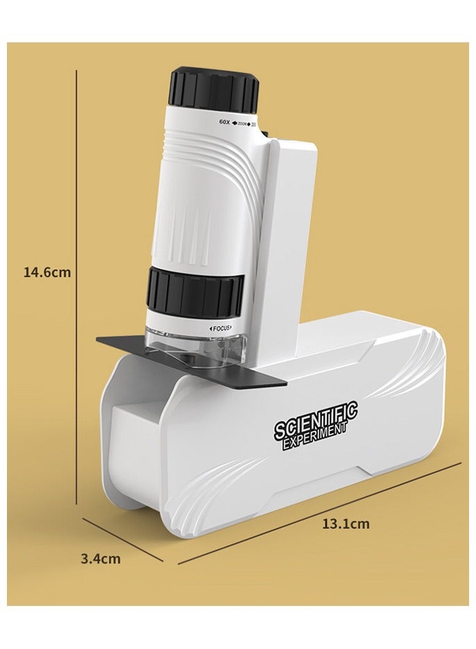 Generic Children's pocket microscope, handheld microscope, portable microscope, LED illuminated pocket microscope, children's learning, scientific experiments and exploration of the world (white)  - Image 2