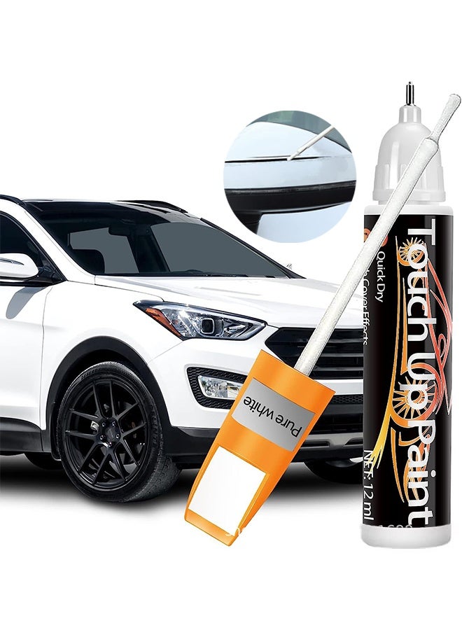 Touch White Touch Up Paint for Cars, Waterproof Car Scratch Remover for Deep Scratches, Two-In-One Car Touch Up Paint Fill Paint Pen, for Deep and Minor Scratches - Pure White (12ml) - Image 1