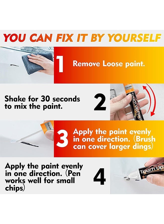 Touch White Touch Up Paint for Cars, Waterproof Car Scratch Remover for Deep Scratches, Two-In-One Car Touch Up Paint Fill Paint Pen, for Deep and Minor Scratches - Pure White (12ml) - Image 5