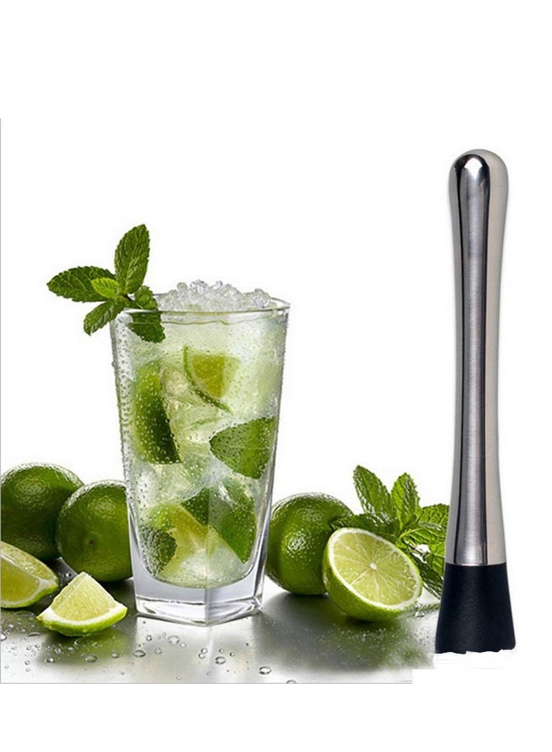 Stainless Steel Cocktail Muddler with Mixing Spoon and Jigger - Professional Bar Tools for Cocktails, Milk Tea, Coffee Shops, and Home Use.
