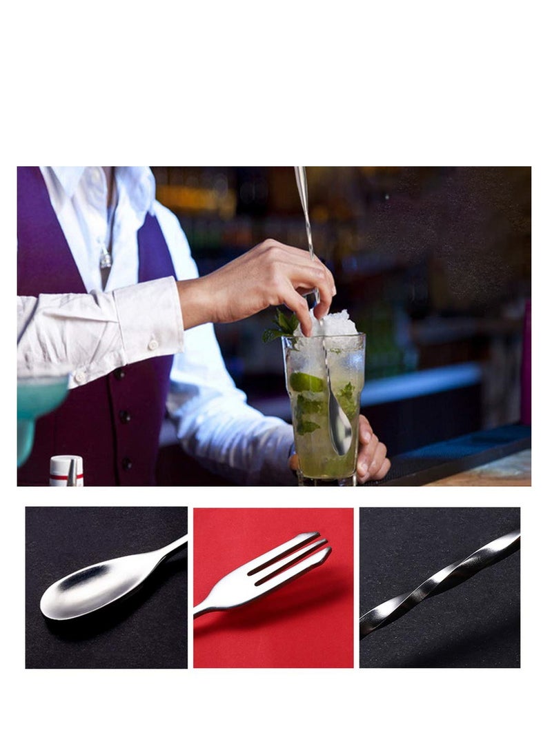 Stainless Steel Cocktail Muddler with Mixing Spoon and Jigger - Professional Bar Tools for Cocktails, Milk Tea, Coffee Shops, and Home Use.