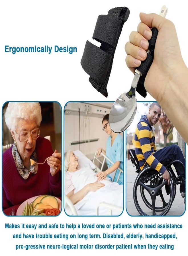 MUROCEA 2 Pcs Adaptive Utensil Holder for Adults - Eating Aid for Stroke, Parkinson’s, Arthritis & Weak Grip, Adjustable Self Feeding Strap for Elderly & Disabled - Image 3