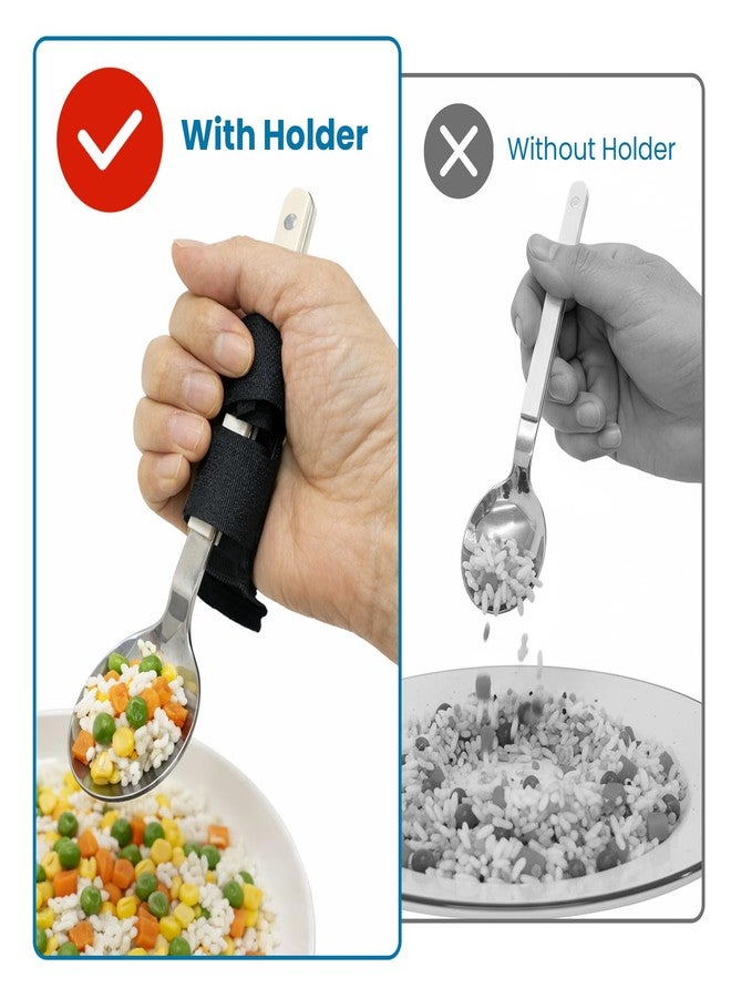 MUROCEA 2 Pcs Adaptive Utensil Holder for Adults - Eating Aid for Stroke, Parkinson’s, Arthritis & Weak Grip, Adjustable Self Feeding Strap for Elderly & Disabled - Image 5
