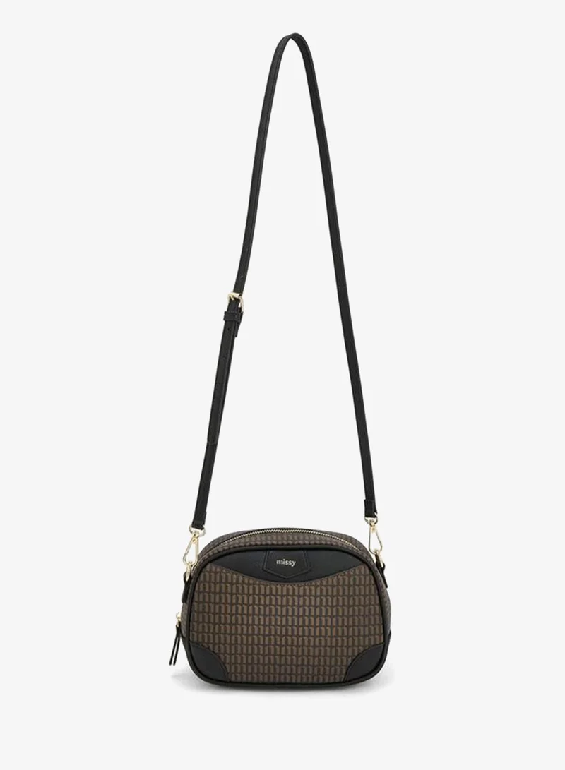 ميسي Monogram Print Crossbody Bag With Detachable Strap