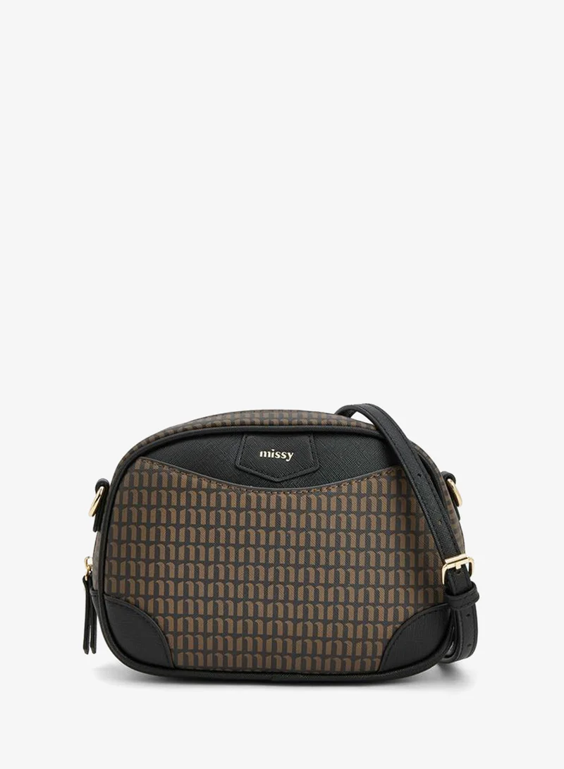 ميسي Monogram Print Crossbody Bag With Detachable Strap