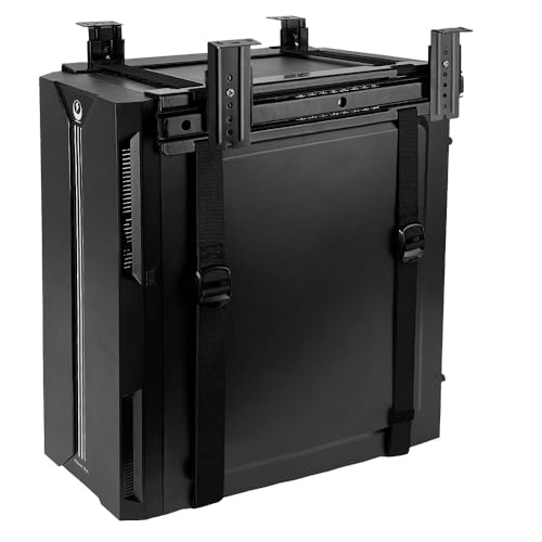 FEYRUN Under Desk Slide Out PC Mount with Anti-Scratch Sponge, Adjustable CPU Holder Bracket for Computer Tower (Black (Slide Access)) - Image 1