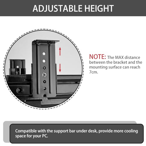 FEYRUN Under Desk Slide Out PC Mount with Anti-Scratch Sponge, Adjustable CPU Holder Bracket for Computer Tower (Black (Slide Access)) - Image 3