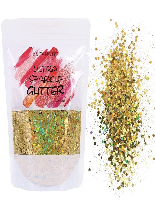 Estanoite Chunky Glitter 100g - Mixed Glitter for Craft, Cosmetic Nail, Body, Face, Nail Art, Epoxy Resin, Tumblers (Gold) - Image 1