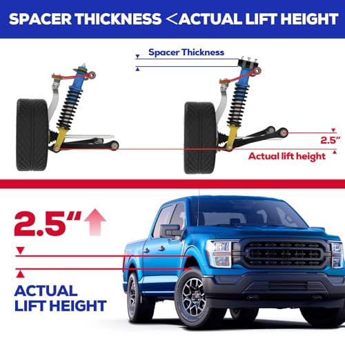 KSP PERFORMANCE KSP 2.5" Leveling Lift Kits for F150 2004-2025, 2.5in Front Chassis Level Kit Compatible With Expedition 2003-2018, Mark LT, 2pcs Auminum Suspension Strut Spacers Work On shock Absorber - Image 4