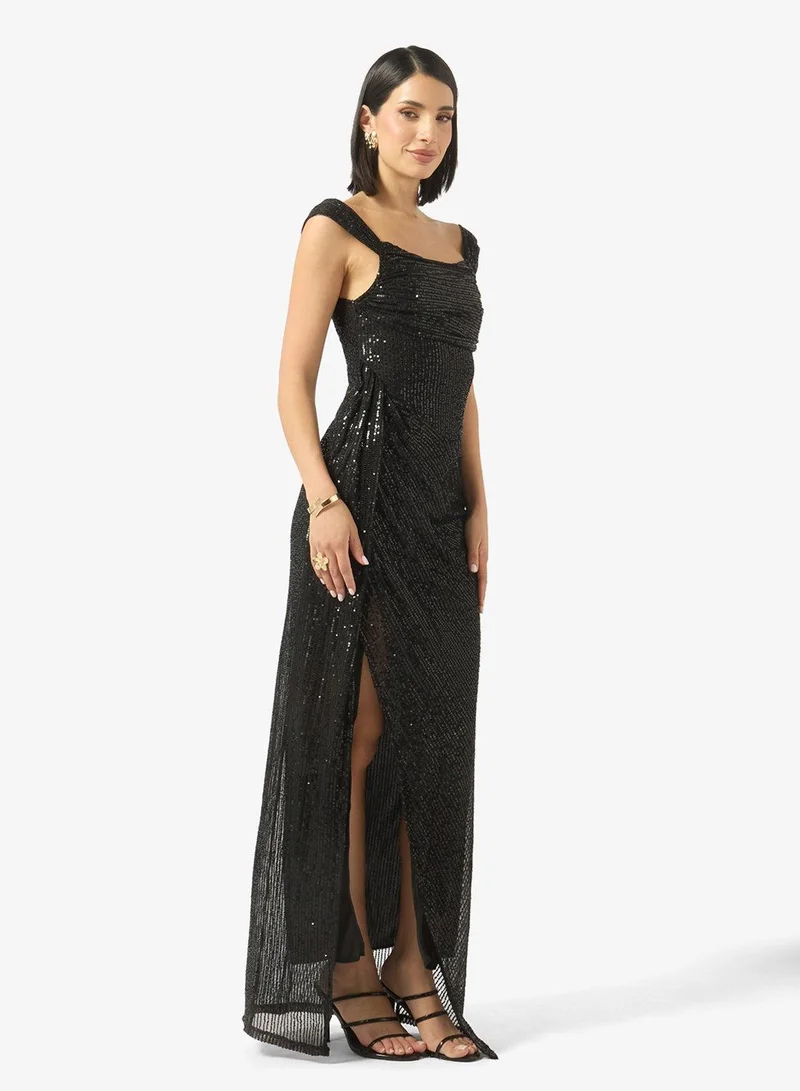 Ginger Off Shoulder Corset Bodice Embellished Evening Dress