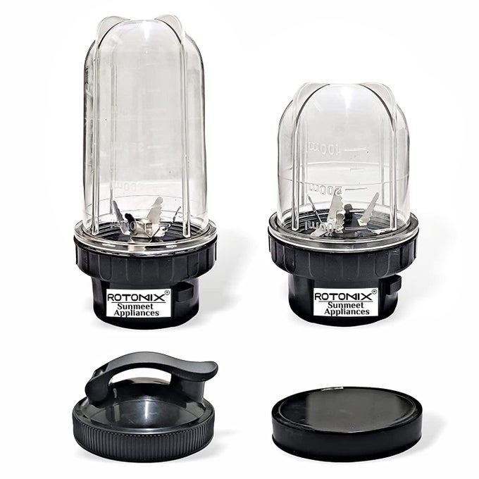 BULLET JARS FOR MIXER GRINDER COMBO OF 2 JAR 530 ML AND 350 ML WITH GYM SIPPER CAP BLACK NSA37