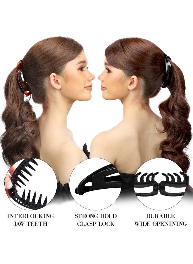 RC ROCHE ORNAMENT - 6 Pcs Womens Chic Hollow Curved Banana Clip Ponytail Maker Hair Holder No Slip Grip Strong Comfort Claw Clasp Clincher Cute Fashion Accessory Beauty Clamp Medium Black - Image 1