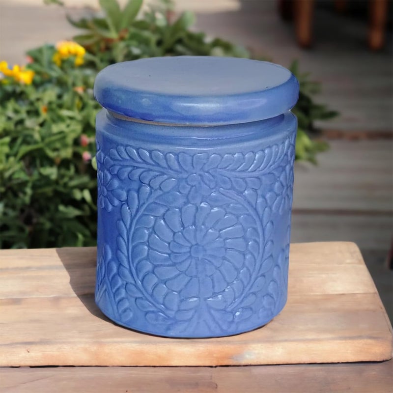 BACKKSPACE RETAIL Ceramics Storage Jars Set of 2 Each with 1kg Capacity Dark Blue Ideal for Organizing and Storing Kitchen Essentials Jars for Dining Table Salt Containers Sugar Storage - Image 2