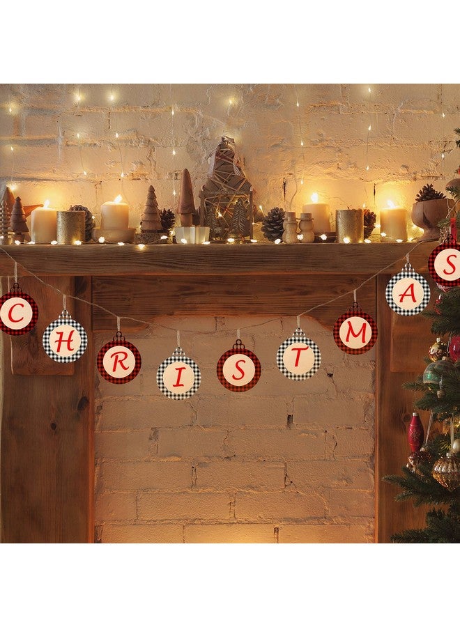 Jetec 60 Pieces Christmas Wooden Ornaments For Craft Unfinished Wood Buffalo Plaid Discs Wooden Circles Christmas Ornaments Wood Slices For Crafts Christmas Decor (Redblack Blackwhite) - Image 4