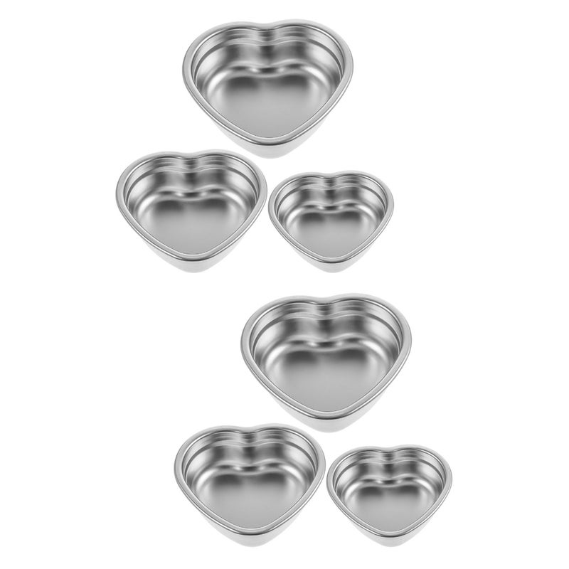 6 pcs Stainless Steel Food Container Heat-shaped Snack Serving Dish Salad Mixing Bowl Kitchen Supply - Image 1