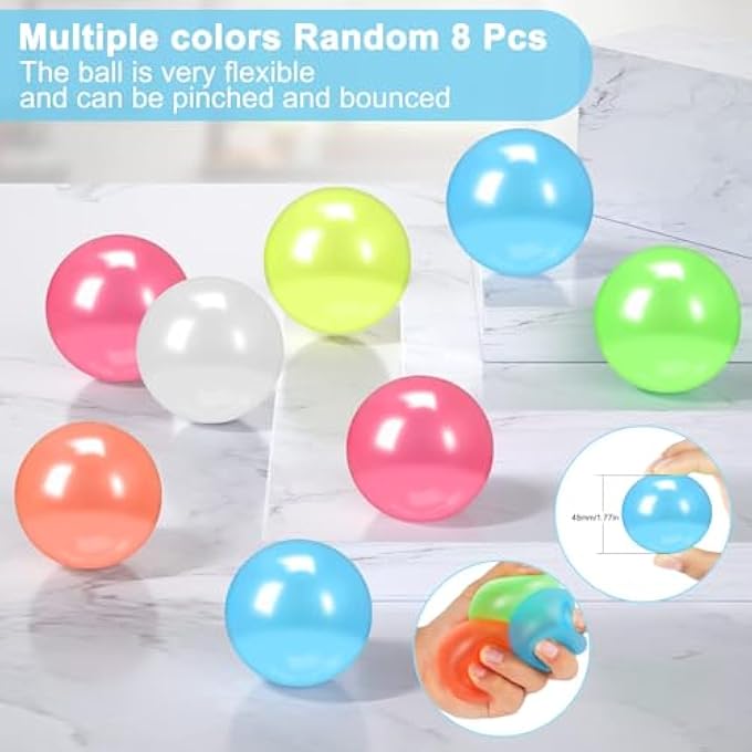 MAKINGTEC Luminous Sticky Balls, 8Pcs Glowing Balls, Glowing Sticky Balls, Glow in The Dark and Stick to The Ceiling, Balls for Kids and Adults, Ceiling Balls Great for Parties - Image 3