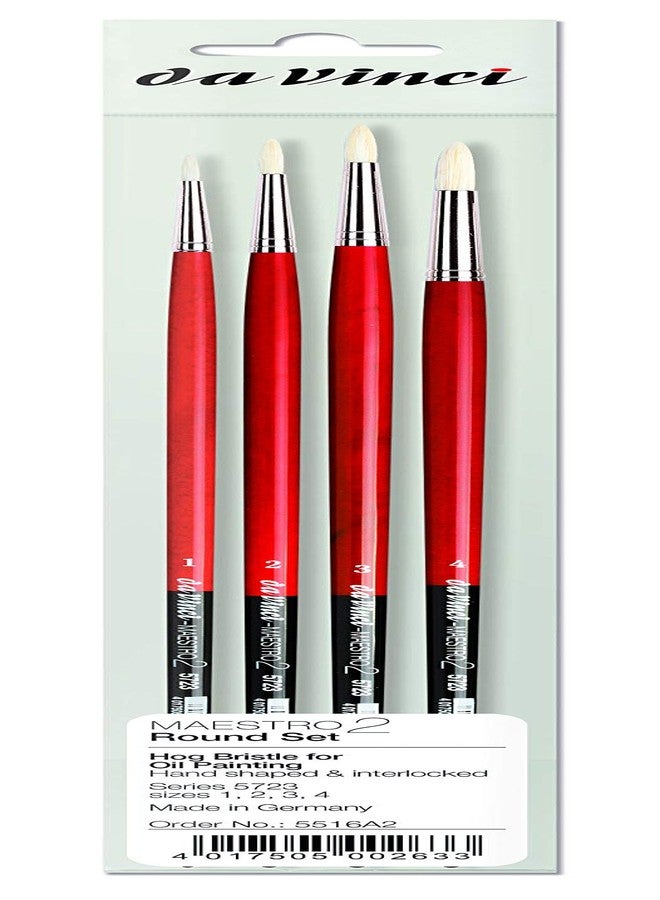 da Vinci Brushes 5723 Maestro 2 Hog Bristle Round (Sizes 1,2,3,4) Artist Brush Set, Black 4 - Image 1