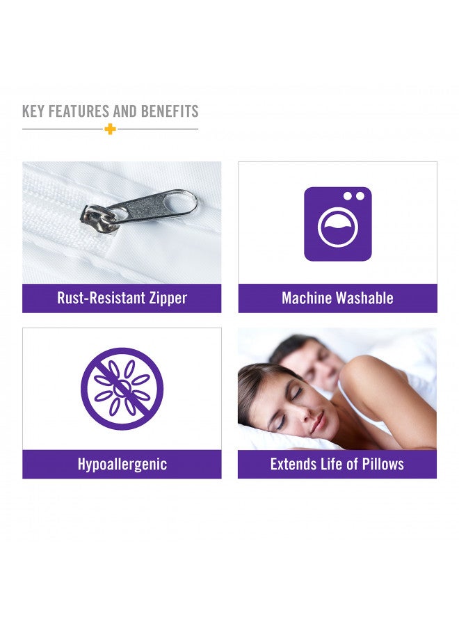 DMI Waterproof Pillow Protector With Zipper, Vinyl Pillow Cover, Travel Pillow Case Cover, Standard, White - Image 4