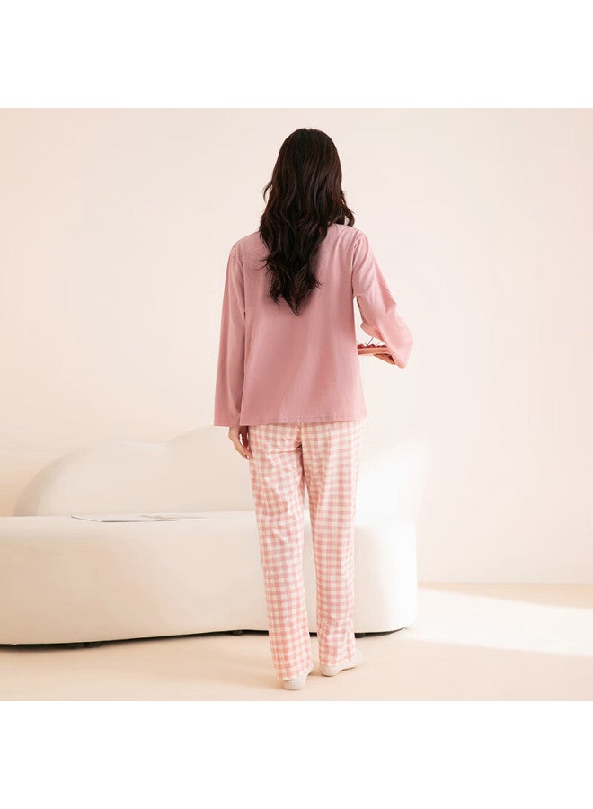Fentengcare Women's Pajamas Spring Autumn New Pure Cotton Soft Casual Round Neck Homewear Set - Image 2
