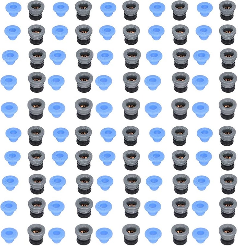 PTFE Heat Resistant Pneumatic Valve Connector Head Quick Connect for 3D Printer Extruder 50 Pack Blue Caps - Image 1