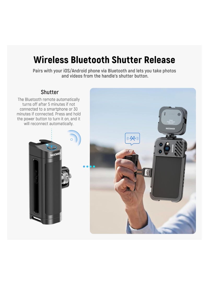 Neewer NEEWER Side Handle for Smartphone Cage with Bluetooth Wireless Control PA005E – Ergonomic Grip for iPhone & Android Filmmaking - Image 4