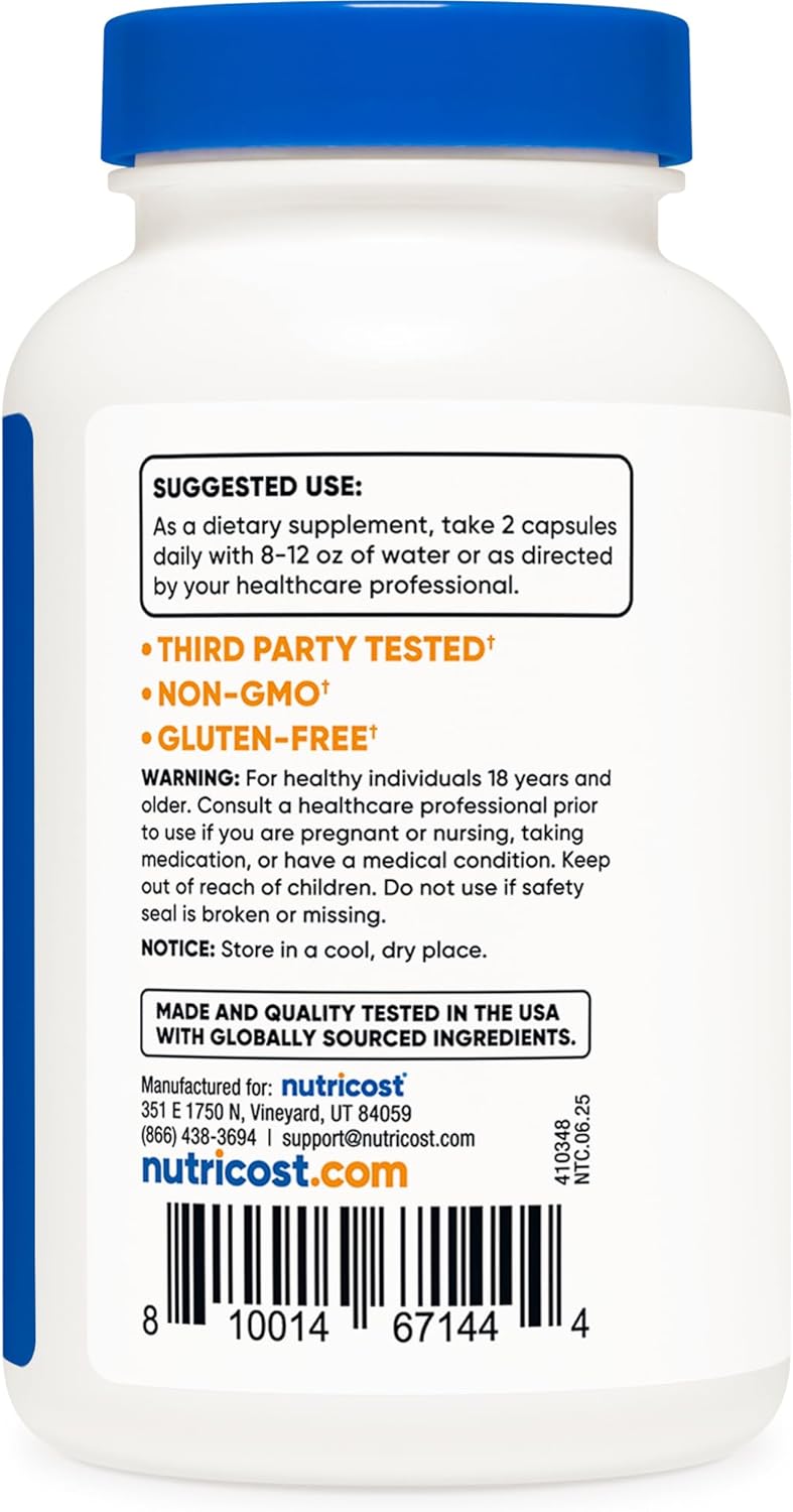 Nutricost نوتريكوست إل كارنيتين تارترات 1000 ملغ 120 كبسولة 500 ملغ لكل كبسولة 60 حصة - Image 4