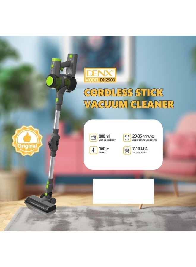 Denx Cordless Stick Vacuum Cleaner, 160W 800ml, 7-10KPA, LED Light, Handheld with Accessories - Image 3