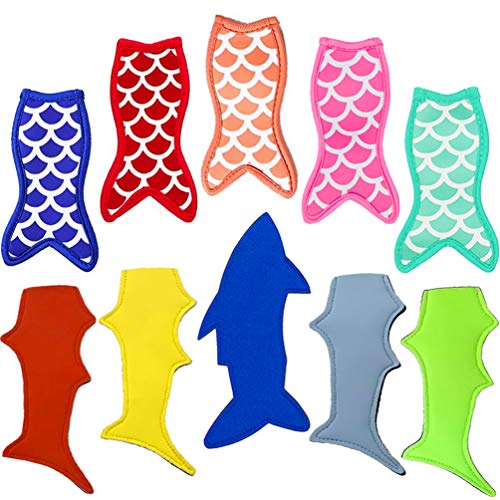 Satomoto Popsicle Holder Bags Mermaid and Shark Ice Pop Sleeves Freezer Reusable Popsicle Covers 10 Pc - Image 1