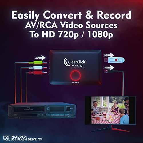 ClearClick AV to HD Converter & Recorder 2.0 (Second Generation) - AV RCA to HDMI Adapter to Convert & Record Video - for VCR, VHS, DVD, Camcorder, Hi8, Gaming to TV - Image 2