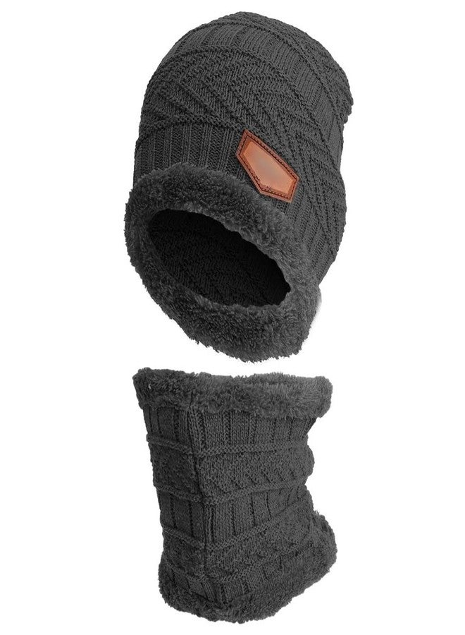 Missby Winter Knit Beanie Woolen Cap with Neck Warmer Set for Both Men & Women (in, Alpha, Free Size, Grey) - Image 1