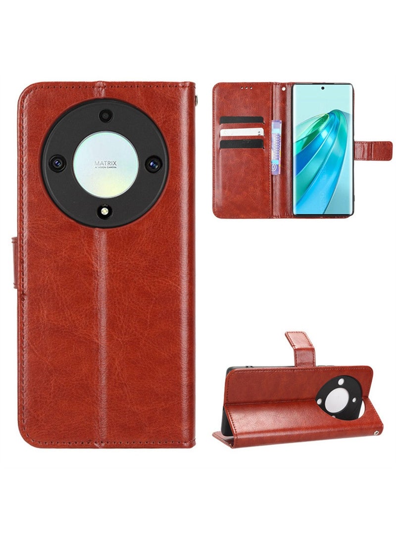 Honor X9a 5G Case Cove Premium PU Leather Magnetic Flip Case Cover with Card Holder and Kickstand Anti-loss Strap Protector  - Image 2