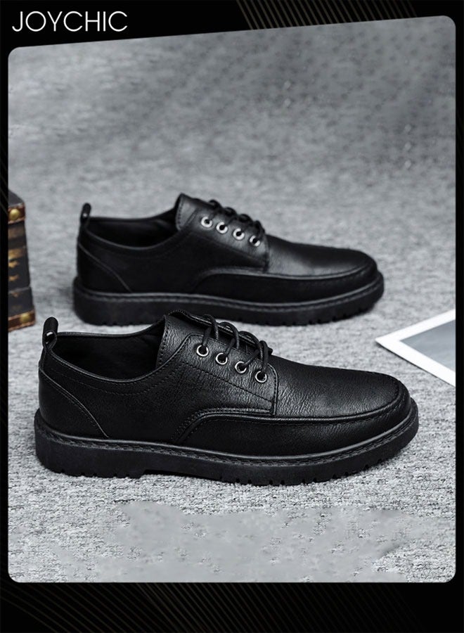 Joychic أحذية جلدية متعددة الاستخدامات للرجال على الطراز البريطاني، أحذية مريحة للرجال الشباب، مزودة بأربطة، مناسبة للعمل والمكتب والأنشطة اليومية. - Image 4