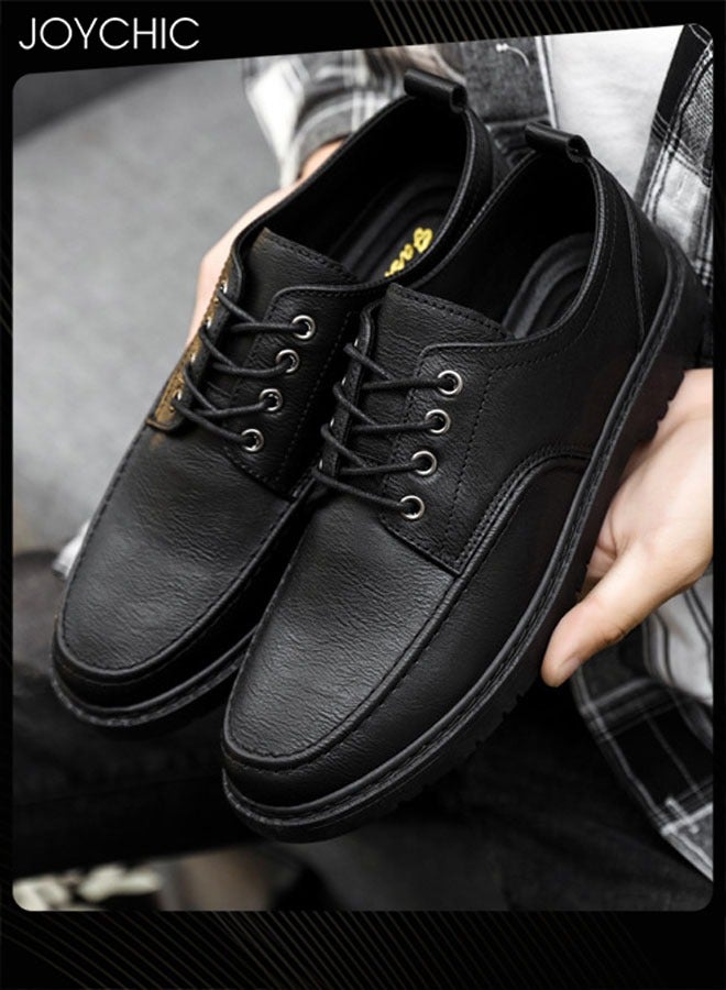 Joychic أحذية جلدية متعددة الاستخدامات للرجال على الطراز البريطاني، أحذية مريحة للرجال الشباب، مزودة بأربطة، مناسبة للعمل والمكتب والأنشطة اليومية. - Image 1