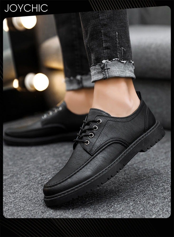 Joychic أحذية جلدية متعددة الاستخدامات للرجال على الطراز البريطاني، أحذية مريحة للرجال الشباب، مزودة بأربطة، مناسبة للعمل والمكتب والأنشطة اليومية. - Image 2
