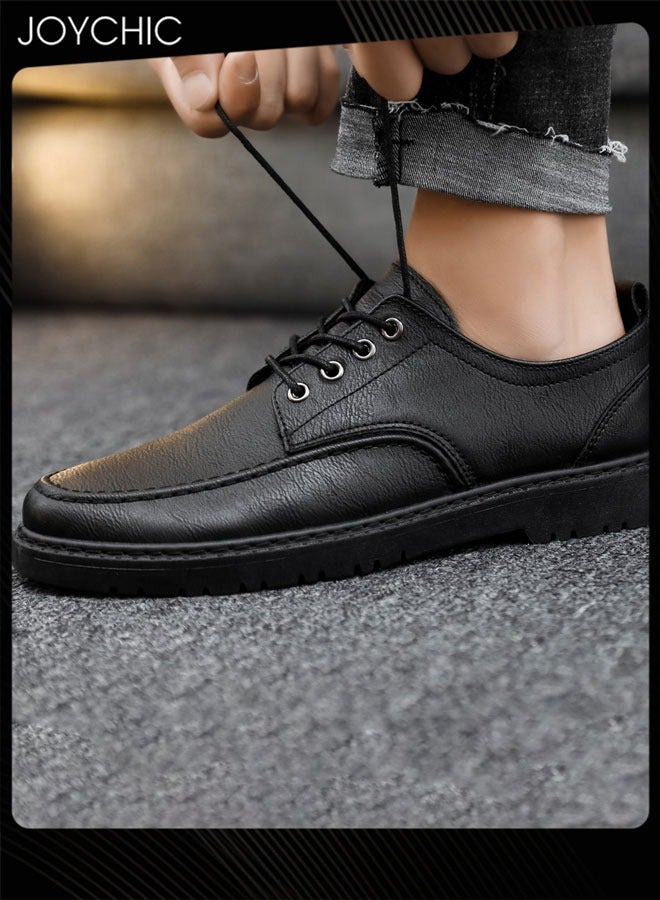 Joychic أحذية جلدية متعددة الاستخدامات للرجال على الطراز البريطاني، أحذية مريحة للرجال الشباب، مزودة بأربطة، مناسبة للعمل والمكتب والأنشطة اليومية. - Image 3
