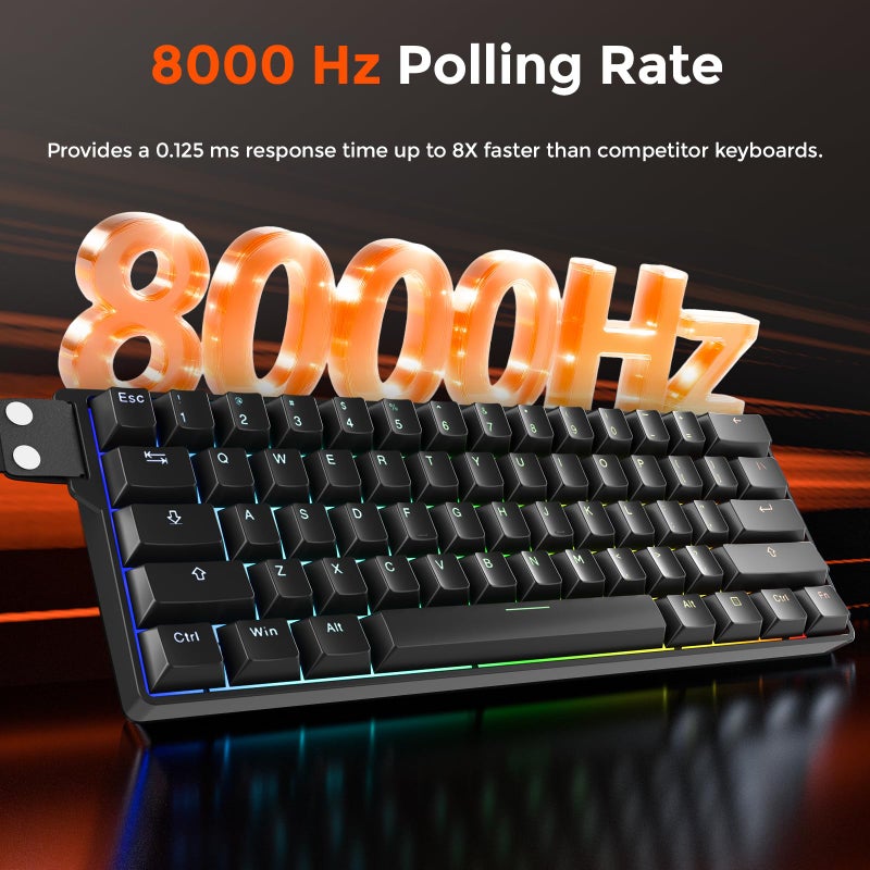 DAREU EK60 HE Rapid Trigger Gaming Keyboard Wired, 0.01mm RT Accuracy Adjustable, Hall Effect Magnetic Switch Hot Swappable, SOCD, 8000Hz Polling, RGB Backlit, 60% Compact Design for Laptop/PC - Image 4