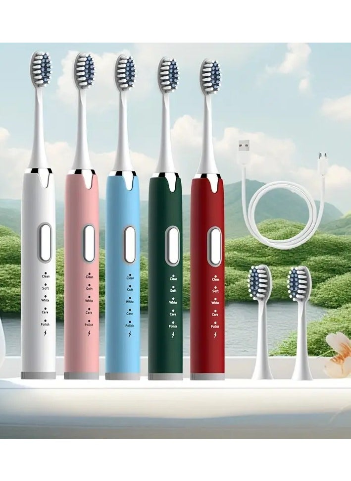 Goolsky Adult Electric Toothbrush USB Charging Model with 3 Replacement Brush Heads, Five Colors to Choose from, High-looking, Fully Automatic, Super Soft Toothbrush Suitable for Sensitive Gums and Teeth  - Image 5