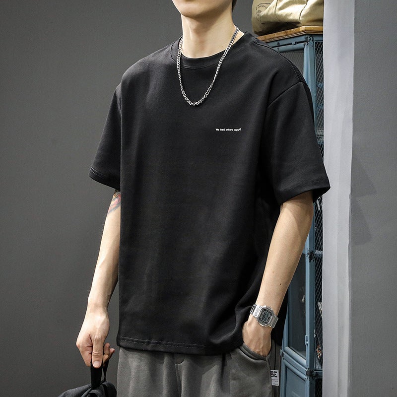 Men's Heavyweight Cotton T-Shirt Summer Loose Fit - Image 3