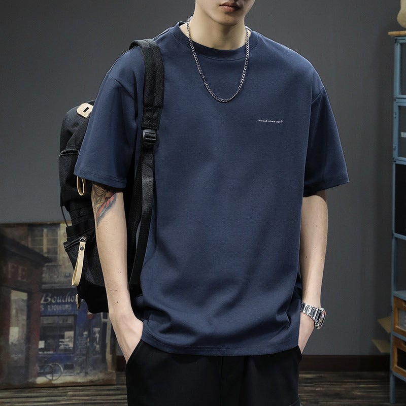 Men's Heavyweight Cotton T-Shirt Summer Loose Fit - Image 2