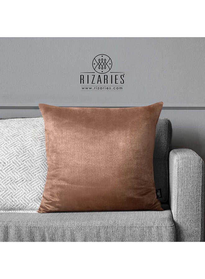RIZARIES SuperSoft Plain Brown Throw Pillow - Image 1